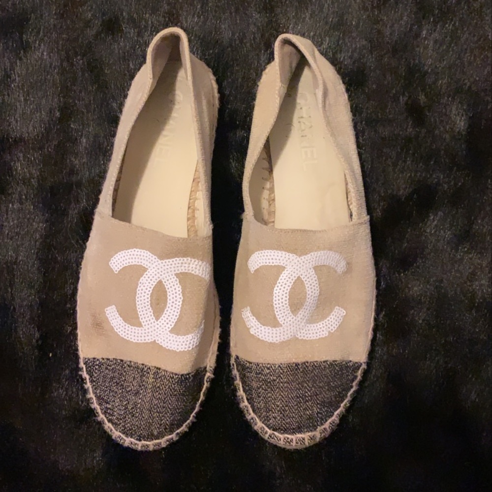 2016 Chanel color-block pattern espadrilles